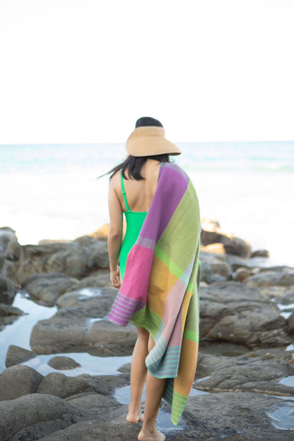 Willow Beach Towel  colourful cotton towel with a checked design - Mungo