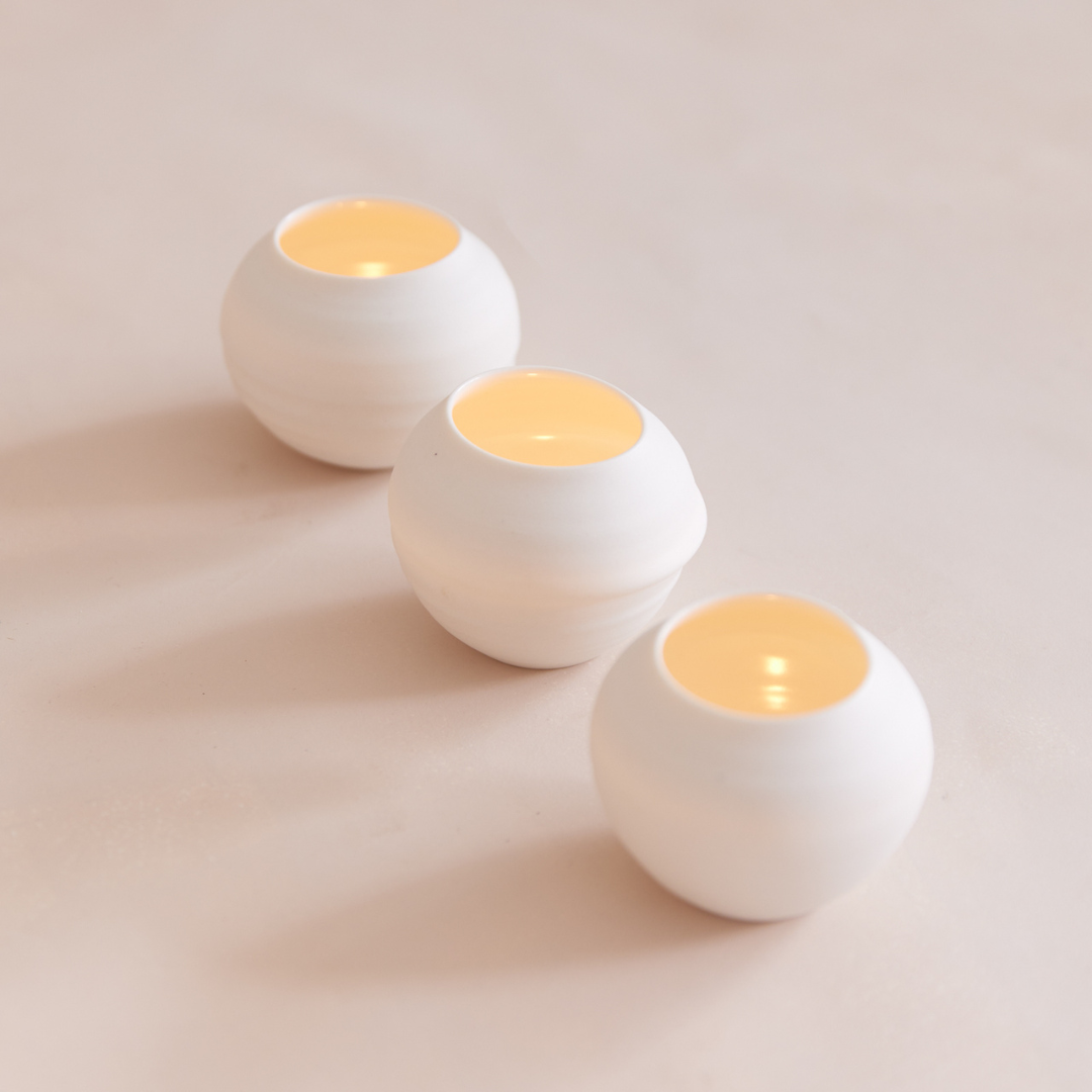 Porcelain Tea Light Holder Set-Candles-Anjali Generation